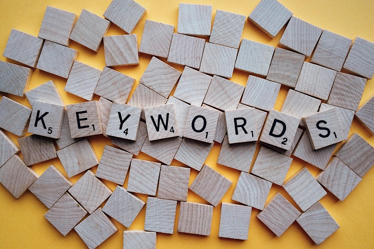 Keywords concept representing SEO keyword research and ranking strategies